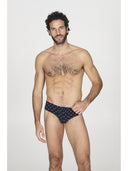 Slip comfort in cotone bielastico blu in fantasia