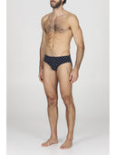 Slip comfort in cotone bielastico blu in fantasia