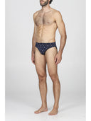 Slip uomo in setoso puro cotone mercerizzato, fantasia "trottole"