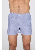 Boxer classico in pregiato popeline di puro cotone con microriga blu