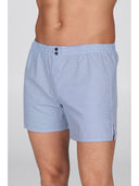 Boxer in pregiato popeline di puro cotone microfantasia bianco blu