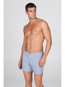 Boxer in pregiato popeline di puro cotone microfantasia bianco blu