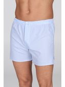 Boxer in pregiato popeline di puro cotone con riga azzurra