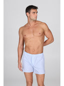 Boxer in pregiato popeline di puro cotone con riga azzurra