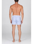 Boxer in pregiato popeline di puro cotone con riga azzurra