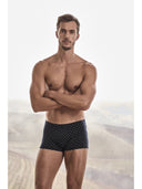 Boxer parigamba in jersey di cotone elasticizzato blu, in fantasia tennis