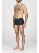 Boxer parigamba in jersey di cotone elasticizzato blu, in fantasia tennis