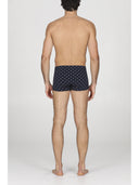 Boxer parigamba in jersey di cotone elasticizzato blu, in fantasia