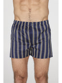 Boxer in pregiato popeline di puro cotone gessato blu