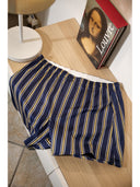 Boxer in pregiato popeline di puro cotone gessato blu