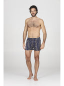 Boxer in pregiato popeline di puro cotone gessato blu