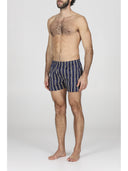 Boxer in pregiato popeline di puro cotone gessato blu