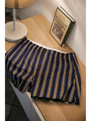 Boxer in pregiato popeline di puro cotone gessato blu