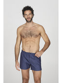 Boxer in pregiato popeline di puro cotone blu