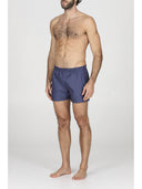 Boxer in pregiato popeline di puro cotone blu
