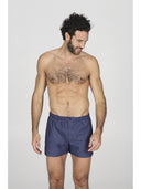 Boxer in pregiato popeline di puro cotone blu