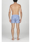 Boxer classico in pregiato popeline di puro cotone bluette, gessato
