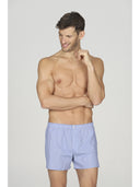 Boxer uomo classico, in pregiato popeline di puro cotone blu