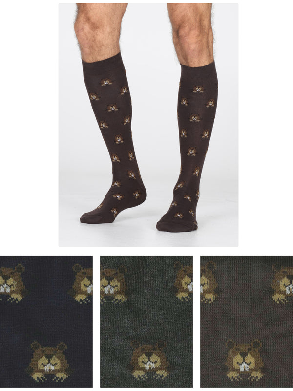 Knee-high patterned socks, gift box 3 pairs