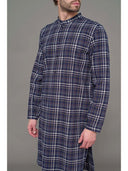 Camicia da notte in flanella 100% cotone Quad.blu Julipet