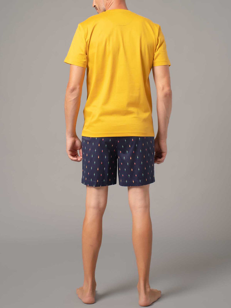 Short pajamas in silky mercerized cotton