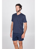 Pigiama v in leggerissimo jersey di puro cotone Blu Julipet