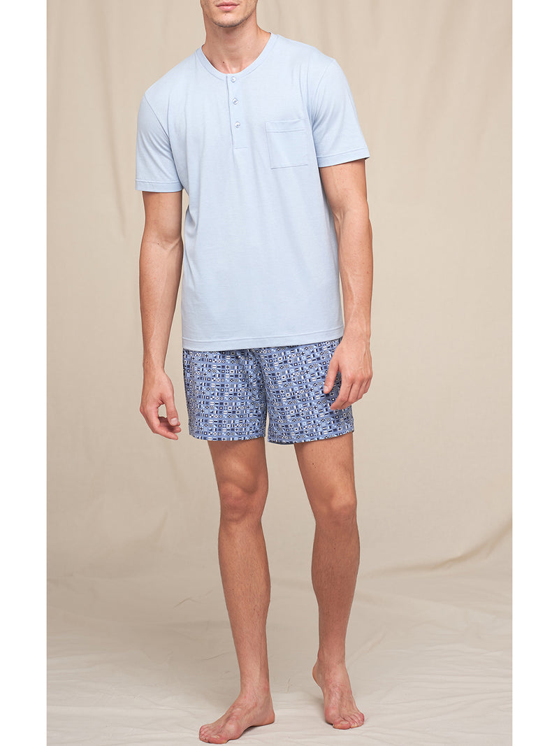 Short pyjamas in light pure cotton jersey