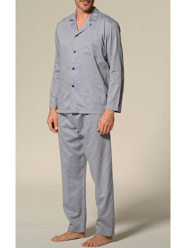 Open pajamas in lyocell twill fabric and cotton