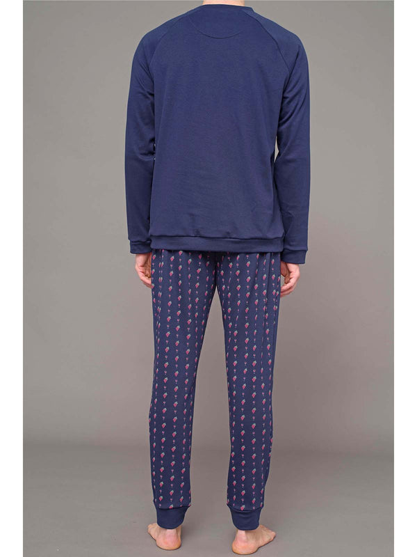 Winewear line round-neck pyjamas in pure cotton interlock