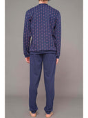 Pigiama serafino linea winewear in interlock di puro cotone Blu Julipet