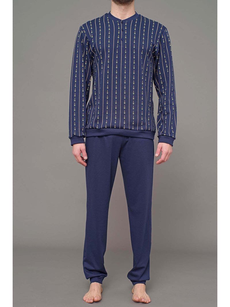 Winewear line Henley-neck pyjamas in pure cotton interlock