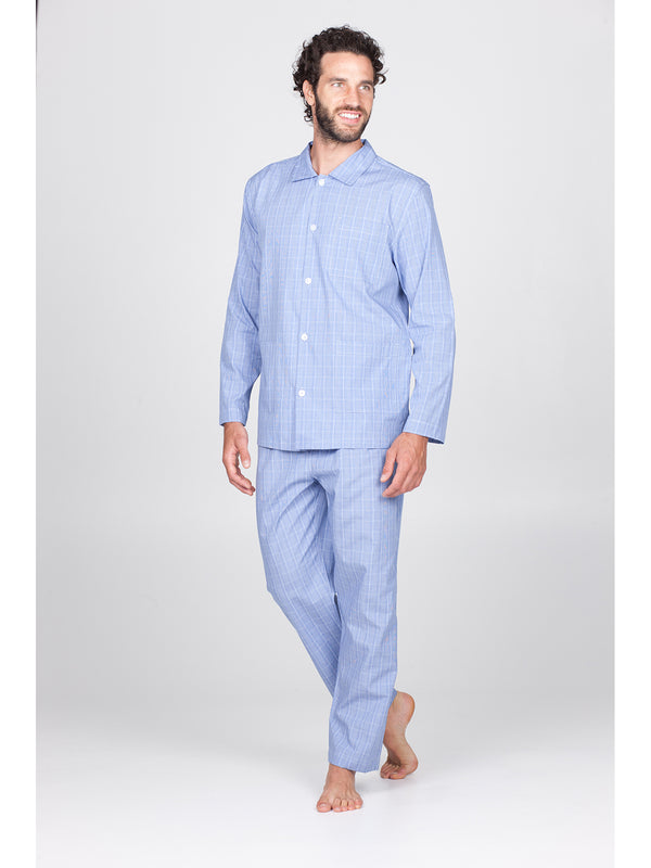 Cardigan pajamas in fine poplin