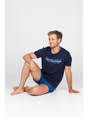 T-shirt in jersey di puro cotone Palme Blu Julipet