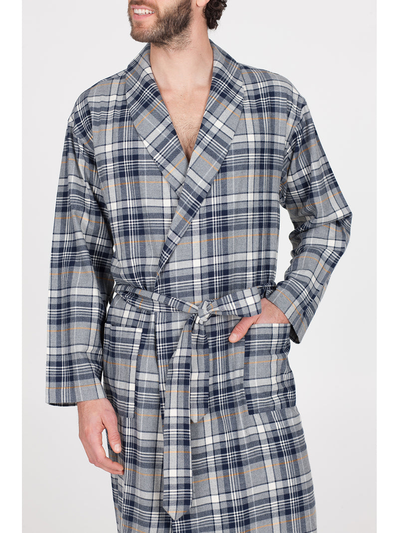 Warm pure cotton flannel dressing gown