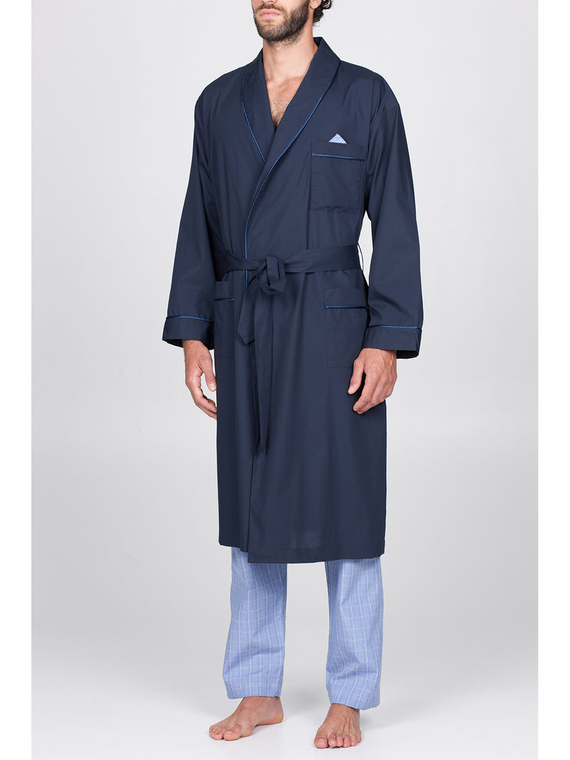 Dressing gown in refined pure cotton poplin
