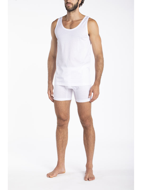 Tank top in pure mercerised cotton jersey