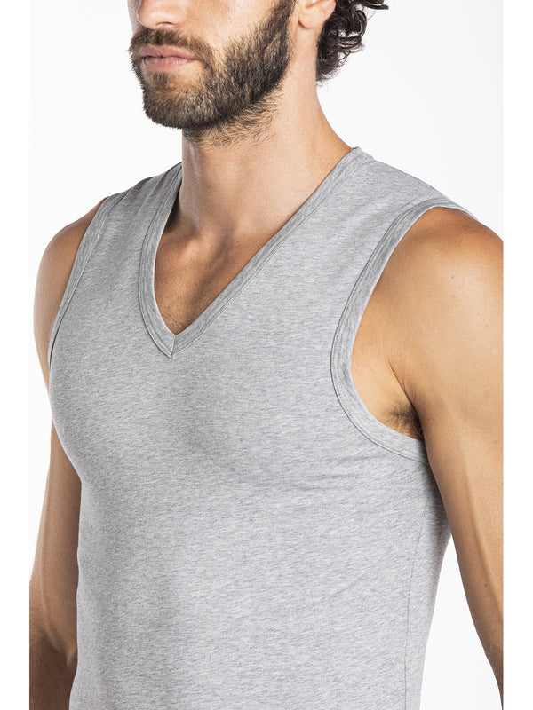 Sleeveless T-shirt in stretch cotton jersey