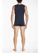 Maglietta blu smanicata in leggero jersey di cotone elasticizzato Blu Notte Julipet