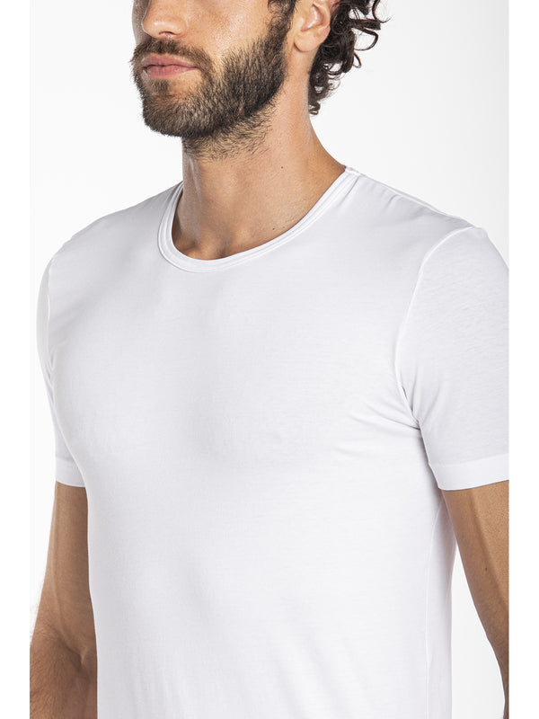 Crew-neck T-shirt in stretch cotton makò jersey
