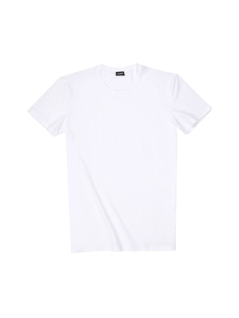 Crew-neck T-shirt in light stretch cotton jersey