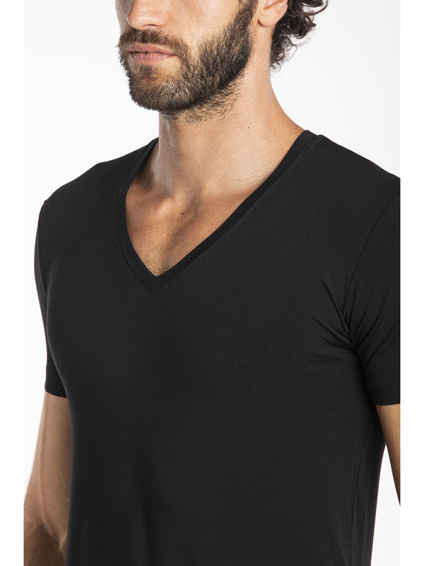 V-neck T-shirt in modal jersey
