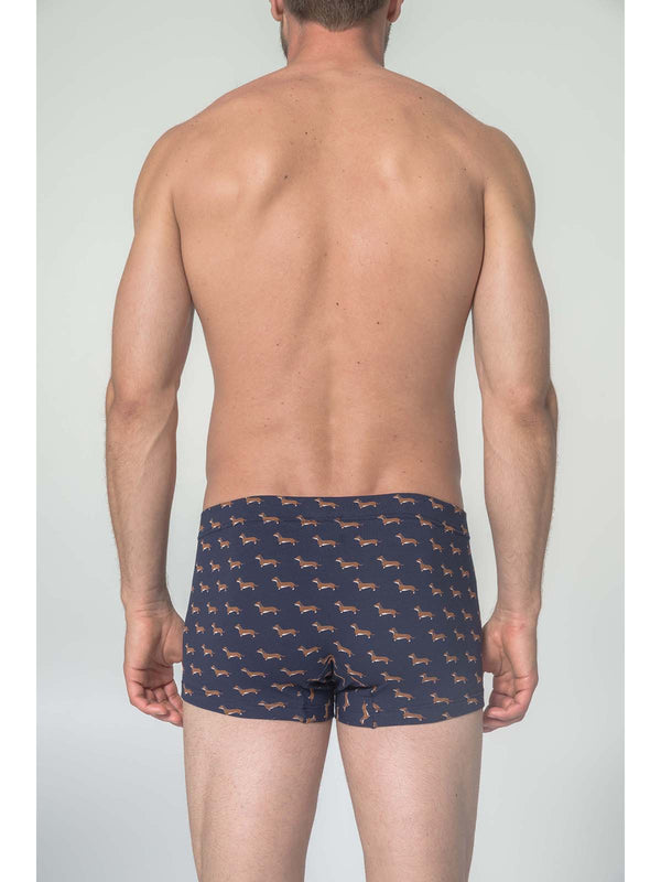 Bi-elastic printed cotton boxer shorts